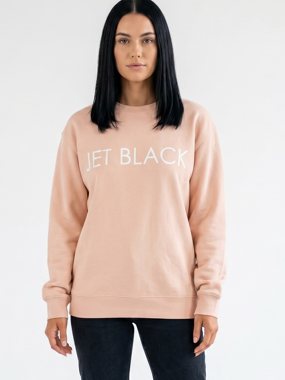 BRUNETTE THE LABEL | ‘Jet Black’ Light Pink Crewneck Sweater Sz M-L